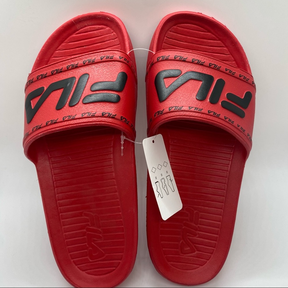 Fila Red Logo Slides, Size 6, NWT